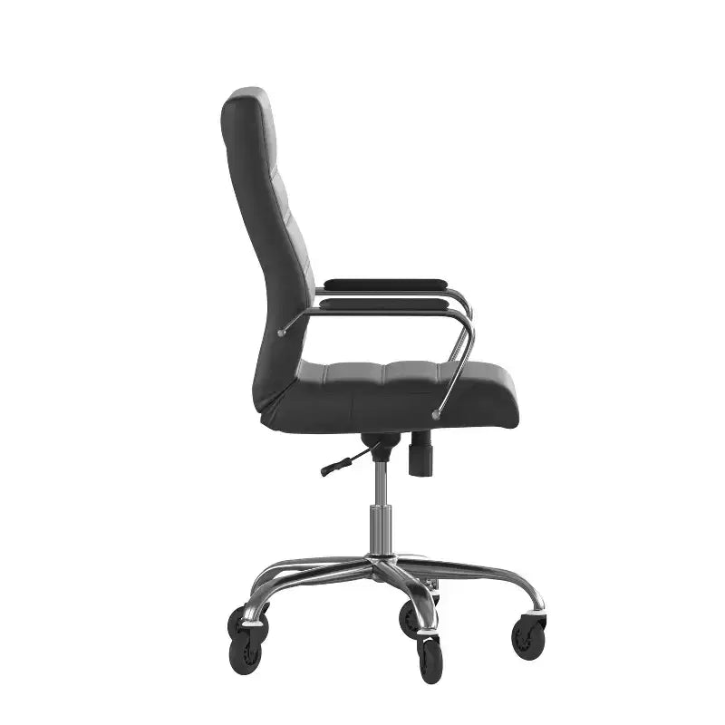Fauteuil de bureau de direction pivotant Whitney haut dossier avec cadre noir, accoudoirs et roulettes transparentes