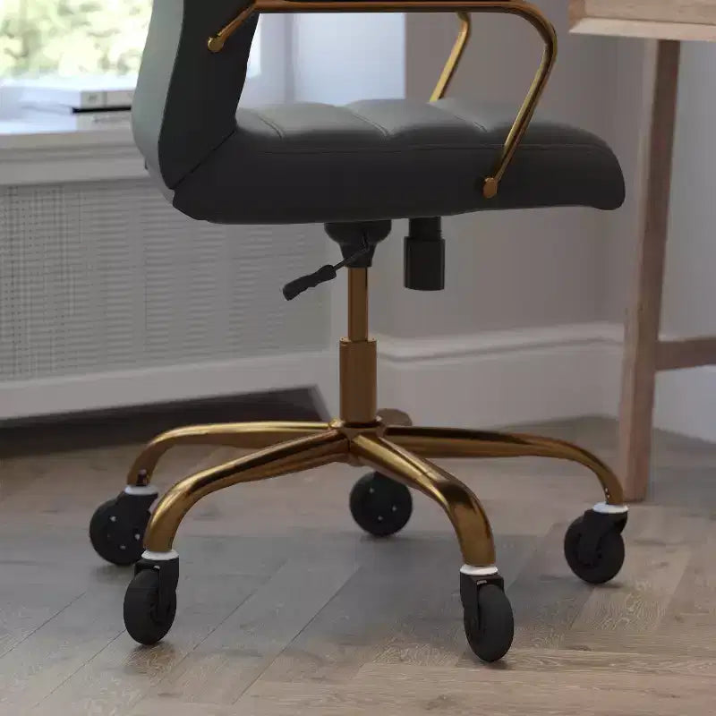 Fauteuil de bureau de direction pivotant Whitney haut dossier avec cadre noir, accoudoirs et roulettes transparentes