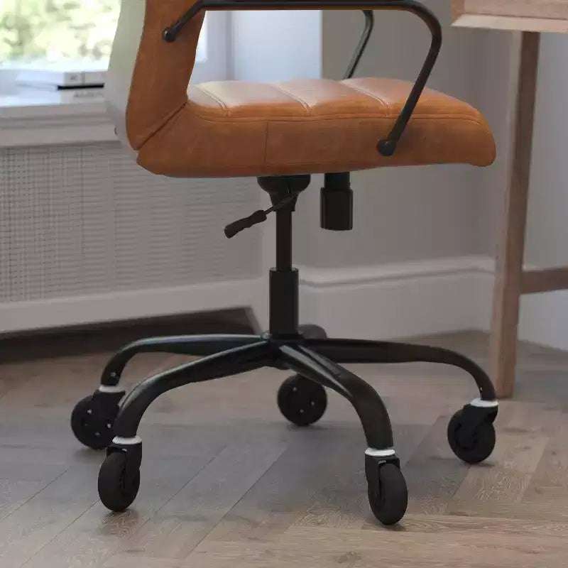 Fauteuil de bureau de direction pivotant Whitney haut dossier avec cadre noir, accoudoirs et roulettes transparentes