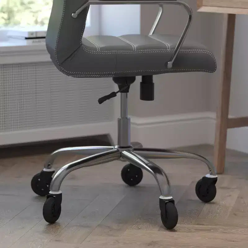 Fauteuil de bureau de direction pivotant Whitney haut dossier avec cadre noir, accoudoirs et roulettes transparentes