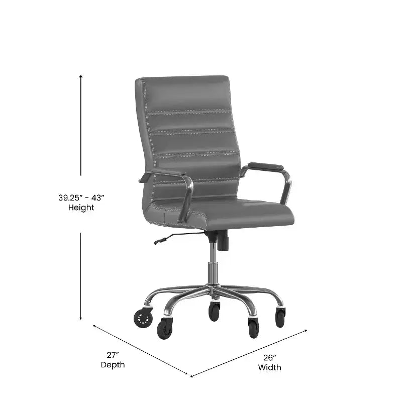 Fauteuil de bureau de direction pivotant Whitney haut dossier avec cadre noir, accoudoirs et roulettes transparentes