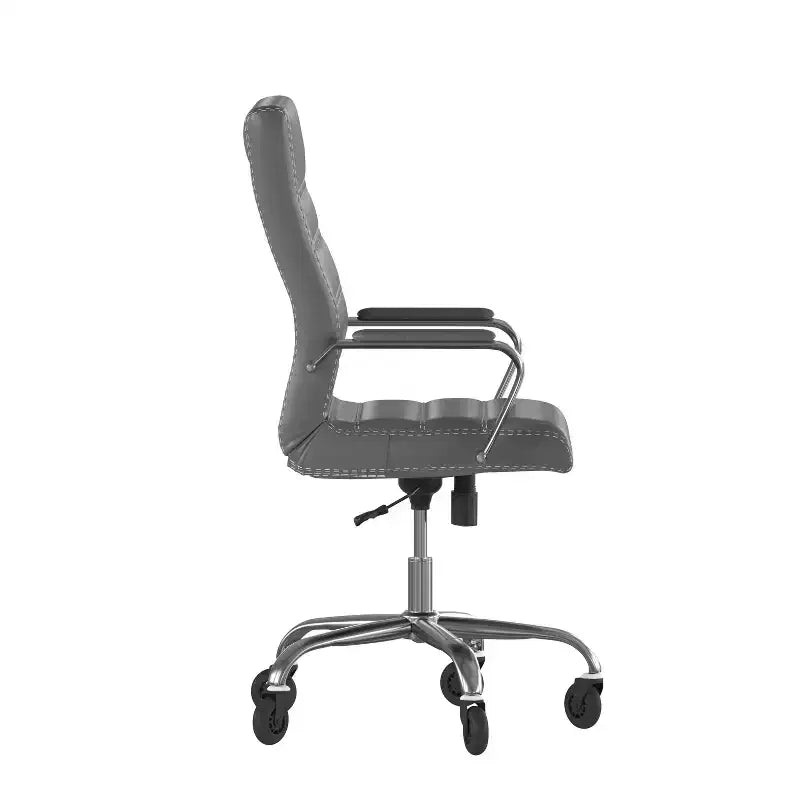 Fauteuil de bureau de direction pivotant Whitney haut dossier avec cadre noir, accoudoirs et roulettes transparentes