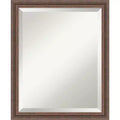Amanti Art Distressed Rustic Brown Beveled Wood Bathroom Wall Mirror